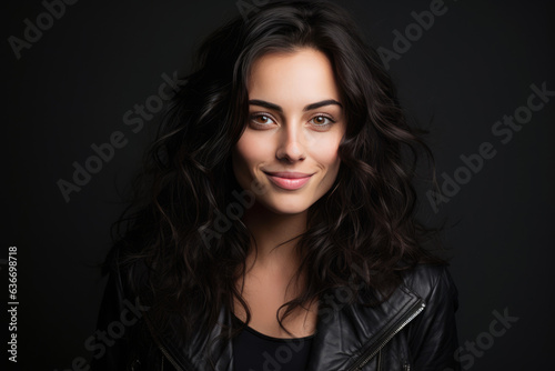 Beautiful Young Happy Italian Woman On Black Background