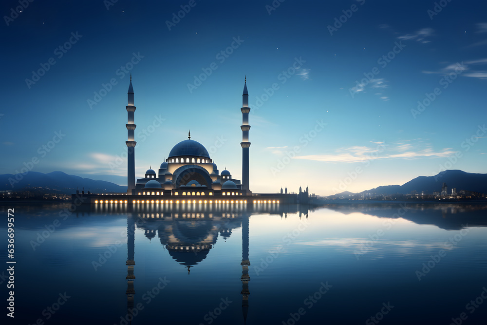 mosque with a crescent moon