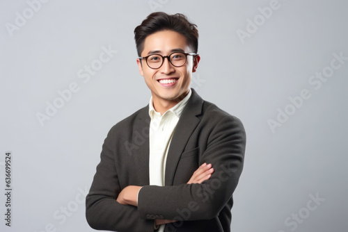 Happy Chinese Man On White Background