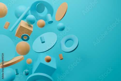 Floating shapes from top 3d rendering empty space