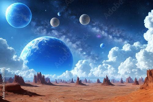 Alien planet landscape, 3d ...