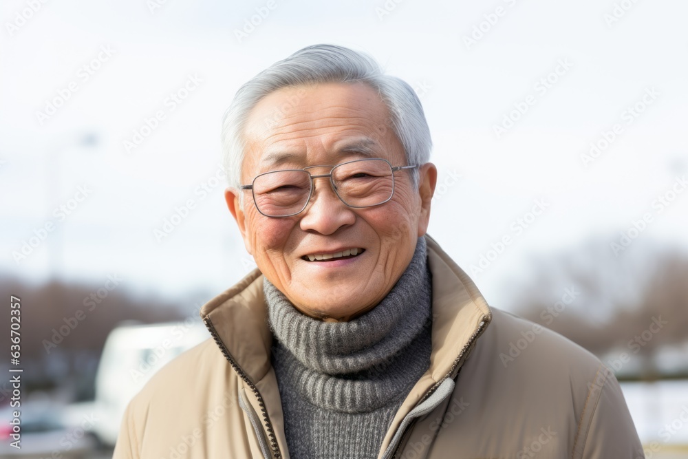 Medium shot portrait of a Chinese man in his 90s