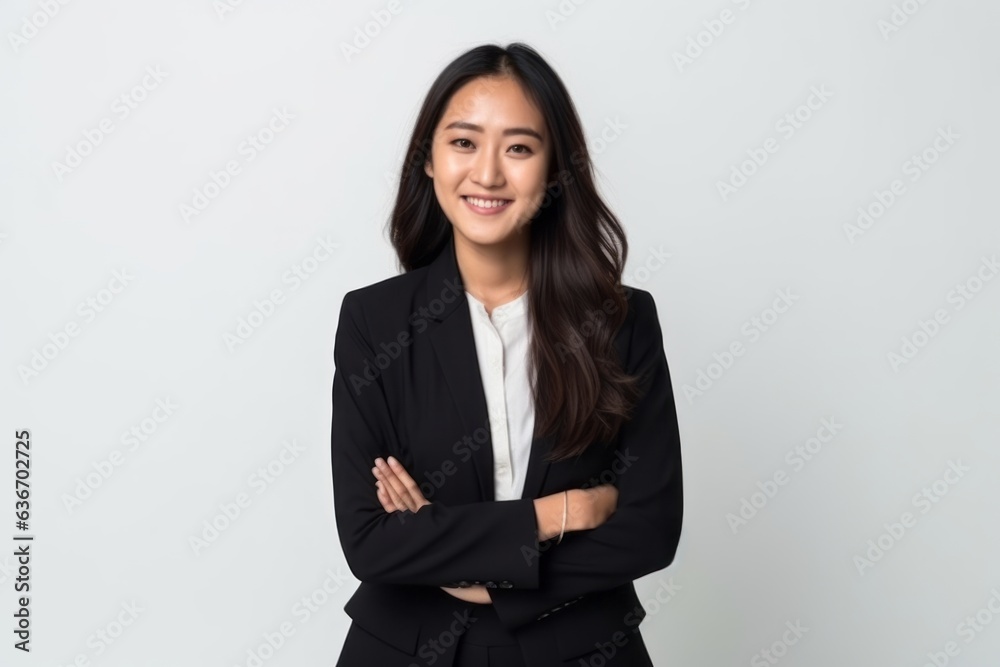 Portrait of a smiling young asian businesswoman standing with arms crossed Portrait of a smiling young asian businesswoman standing with arms crossed