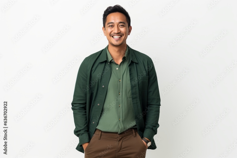 Young indian man with green shirt smiling and looking to the side Young indian man with green shirt smiling and looking to the side