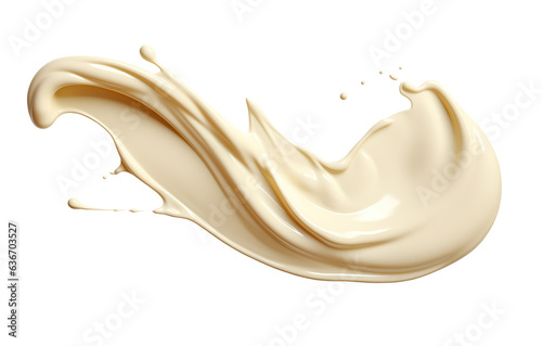 White chocolate wave splash.  Cutout on Transparent