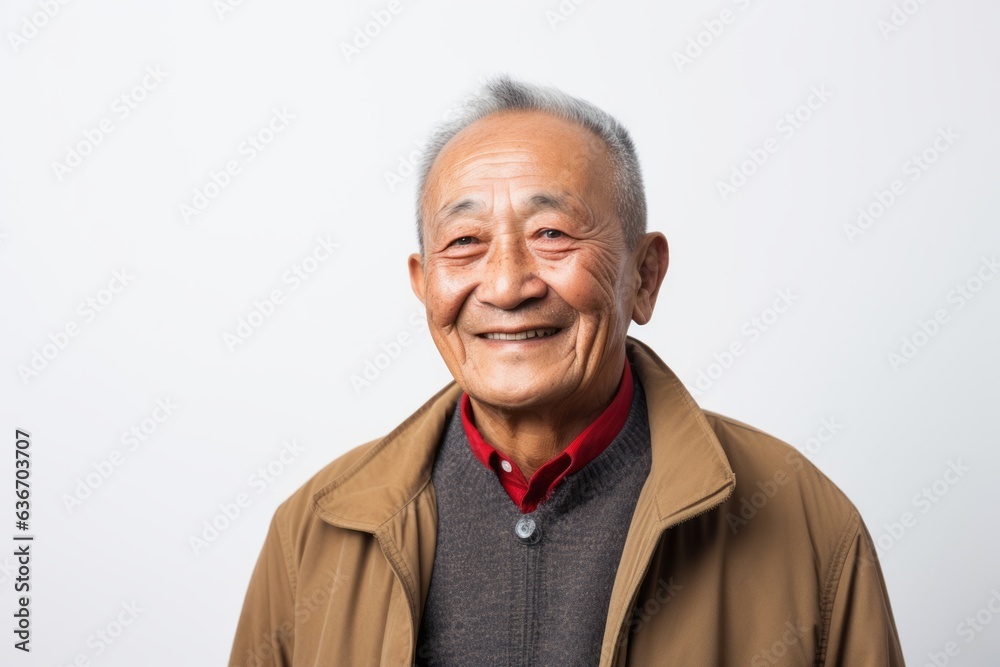 Portrait of a happy senior asian man smiling on white background Portrait of a happy senior asian man smiling on white background