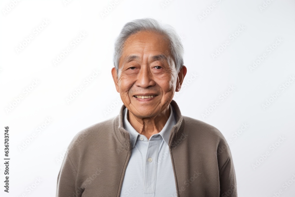 Portrait of a happy senior asian man smiling on white background Portrait of a happy senior asian man smiling on white background