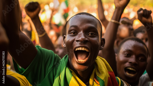 Burkinabe football fans celebrating a victory 