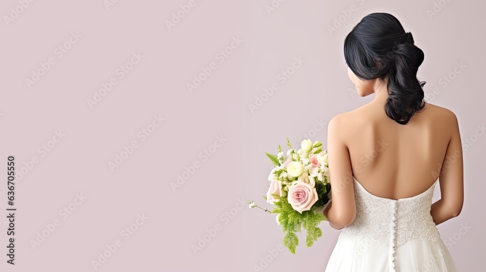 Back view of bride
