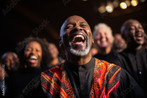 Choir of Christian gospel singers collectively praising  © fotogurmespb