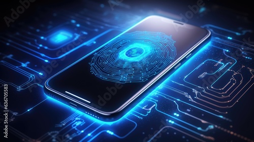 cybersecurity of personal data safety, mobile smartphone using biometric finger print and Two-factor authentication app login, Generative AI