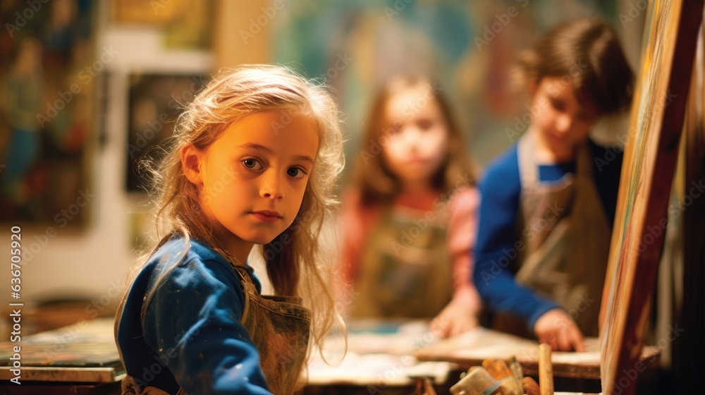 Young students painting moments in an art class.