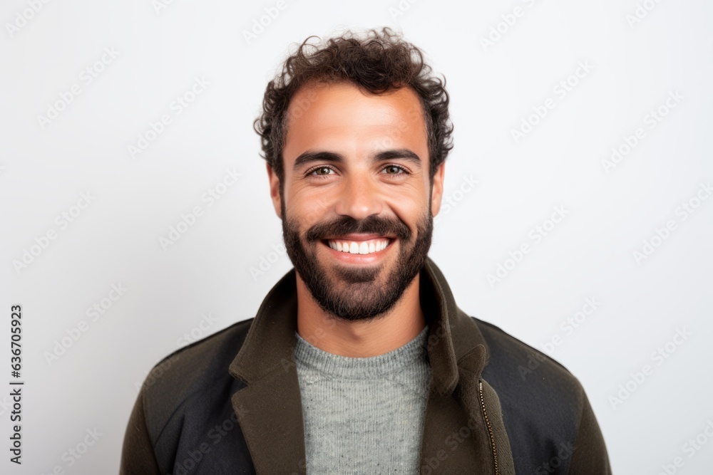 Obraz premium Portrait of a handsome young man smiling at the camera against white background
