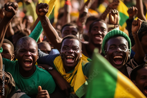Malian football fans celebrating a victory 