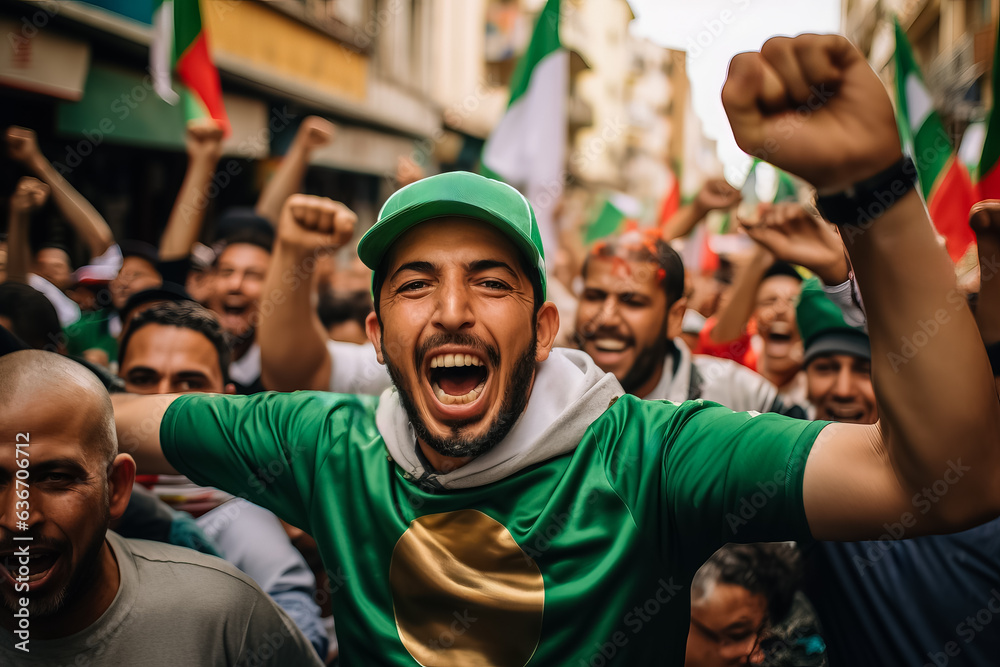 Moroccan football fans celebrating a victory 