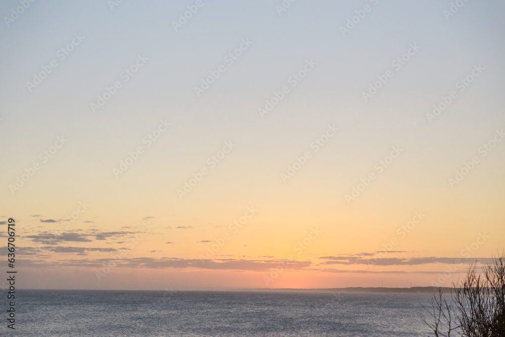 Sunset over the sea, pastel colors