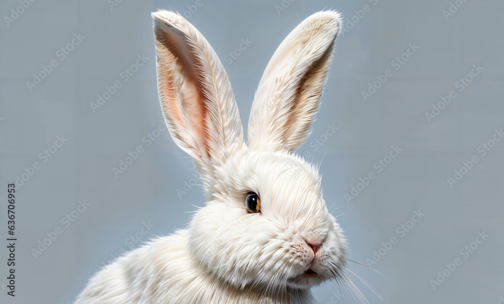 White Easter Rabbit Isolated in bright background