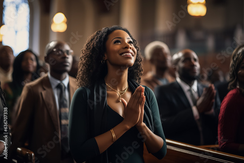 Service in Christian church with black people 