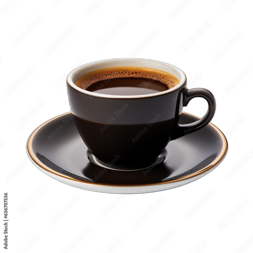 Coffee cup on a plate, isolated on white transparent background, png Coffee cup on a plate, isolated on white transparent background, png