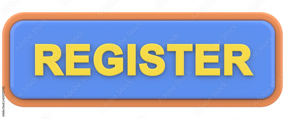 Register button. 3D button. 3D illustration. Register button. 3D button. 3D illustration.