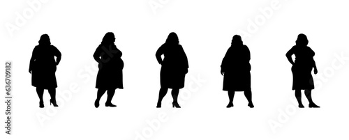 vector illustration. Silhouettes of overweight people. Big set of married couples.