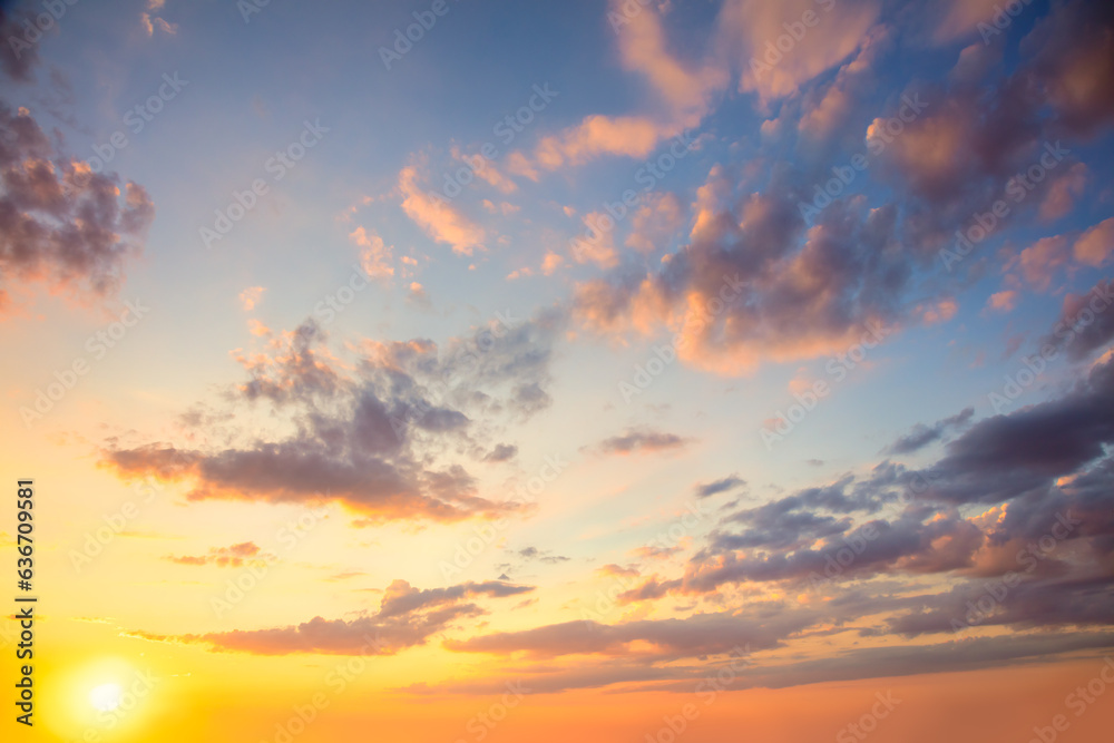 Ave heaven - Real sky with sun -  Pastel  colors Panoramic Sunrise Sundown Sanset Sky with colorful clouds.