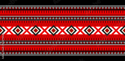 A Vector Illustration Detailed Horizontal Vintage Style Traditional Motifs Arabian Retro Sadu Red Rug