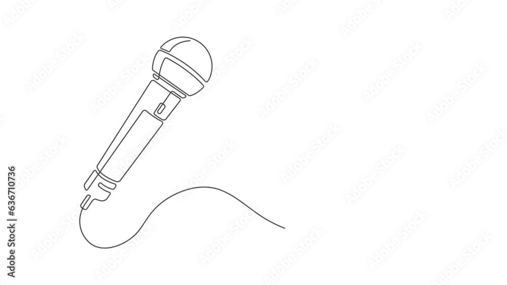 Microphone.Public horn speaker.Continuous line drawing. Microphone.Public horn speaker.Continuous line drawing.