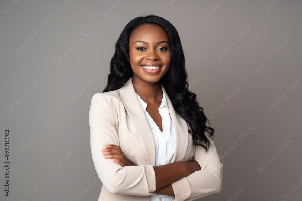 Portrait of beautiful african american businesswoman with arms crossed Portrait of beautiful african american businesswoman with arms crossed