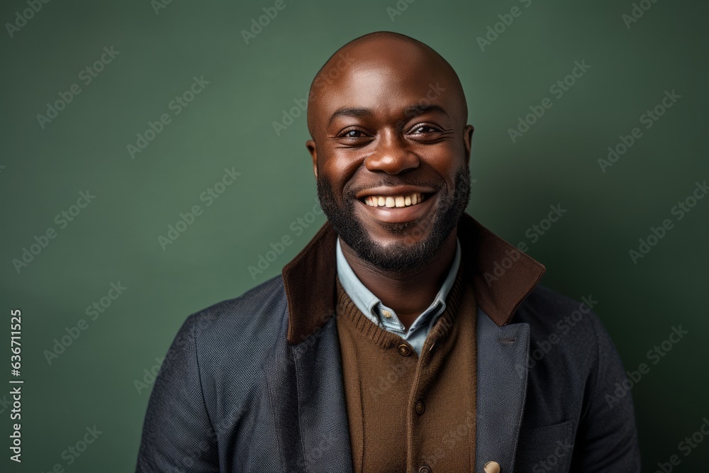 happy african american man smiling and looking at camera isolated on green happy african american man smiling and looking at camera isolated on green