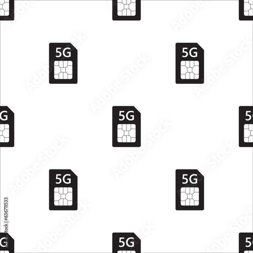 Sim card 5g, seamless pattern. Mobile hotspot network cellphone chip, 5G gsm cell connection simcard, lte internet technology. Texture, wallpaper template.