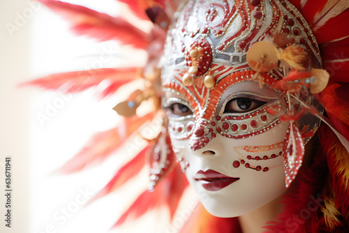 person wearing a unique and artistic carnival mask