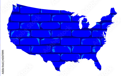 Blue Brick Wall USA Map