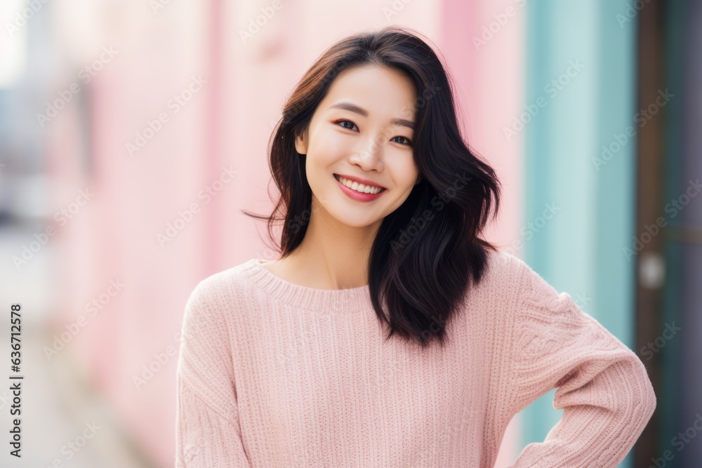 portrait of a beautiful young asian woman smiling at the camera