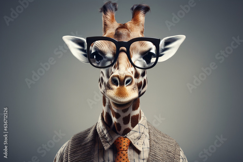 cool giraffe wearing glasses © Salawati