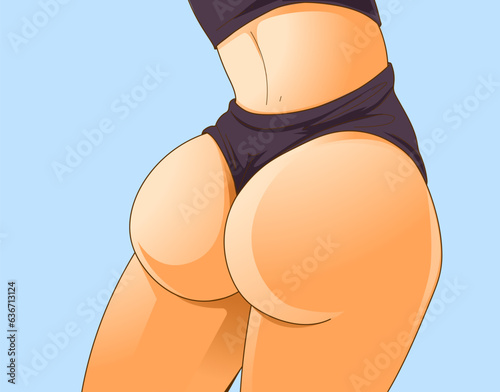 Beauty injections. Non-surgical correction. Injection for bigger buttocks. Healthcare illustration. Beauty illustration.Attractive image of the gluteal muscle. Women's booty. Valentine's card. Vector 