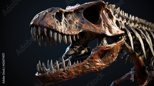 T-rex skeleton with teeth. Generative AI © Alex
