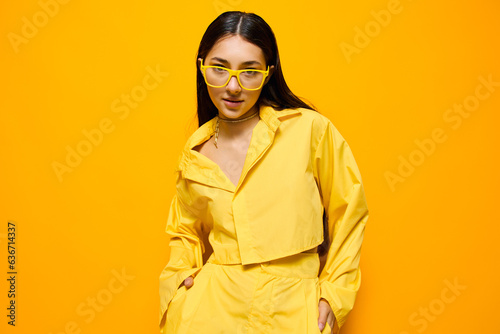 glasses woman lifestyle attractive yellow young fashion girl trendy joyful beautiful © SHOTPRIME STUDIO