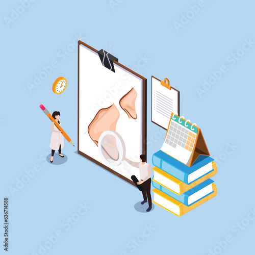 Nasal disorder treatment. Snots, running nose isometric 3d vector concept for banner, website, illustration, landing page, etc