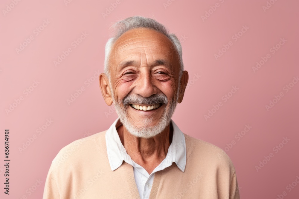 Portrait of senior man with funny smile on color background. Grandfather Portrait of senior man with funny smile on color background. Grandfather