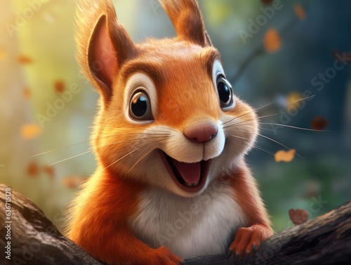 a cute and happy squirrel with eyes wide open in cartoon style © HandmadePictures