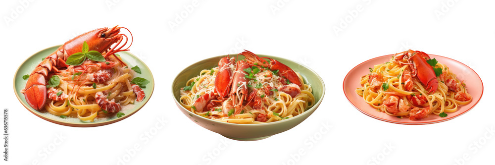 Italian cuisine dish of spaghetti with lobster