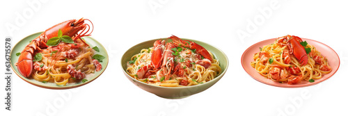 Italian cuisine dish of spaghetti with lobster