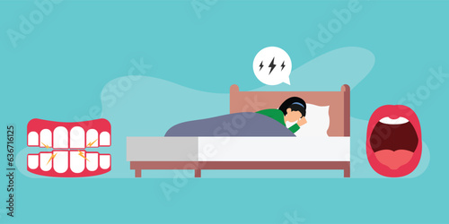 Bruxism, Teeth Grinding 2d vector illustration concept for banner, website, landing page, flyer, etc
