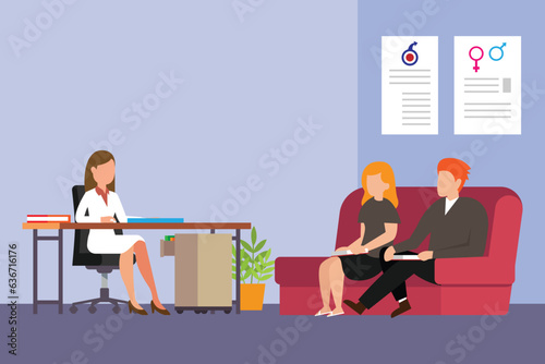Couple came for consultation with urologist 2d vector illustration concept for banner, website, landing page, flyer, etc