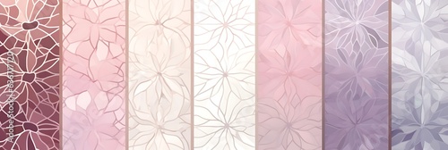Horizontal banners set with abstract flowers in pastel colors