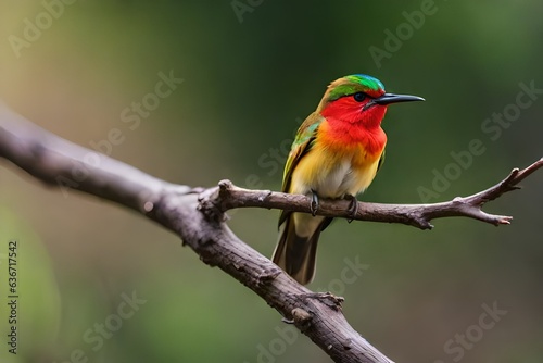 Red-throated bee-eater perched on a branch