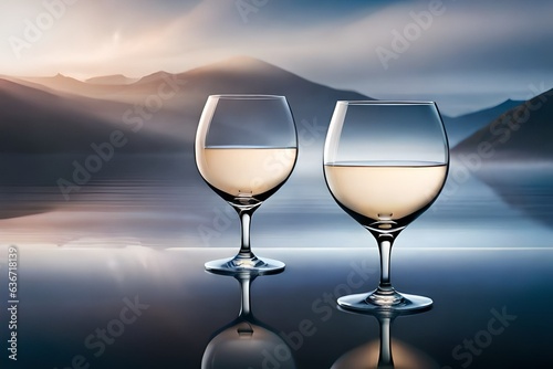 Wine glasses on a neutral background created by AI