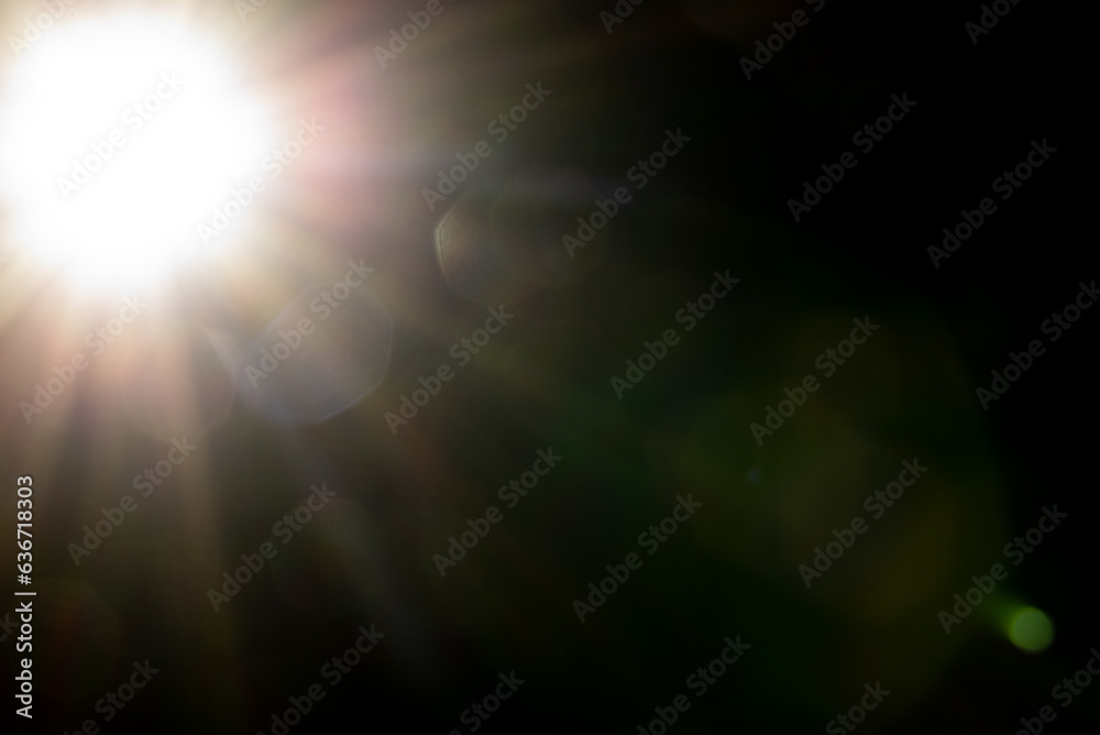 Abstract Natural Sun flare on the black