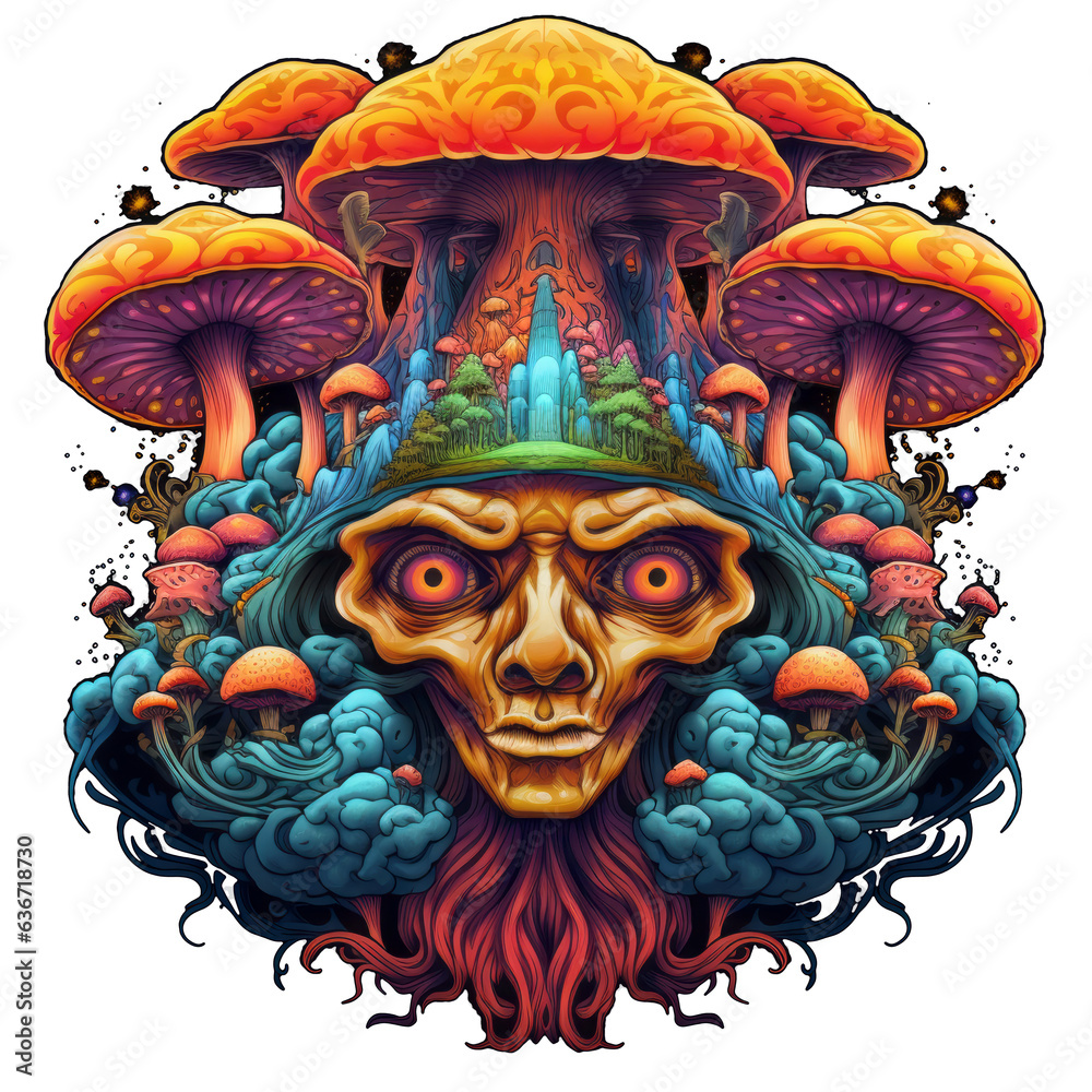 mushrooms in psychedelic style
